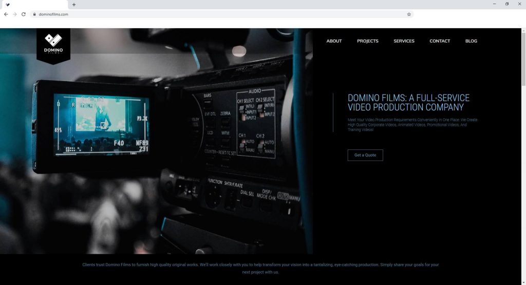 the home page web design for domino films